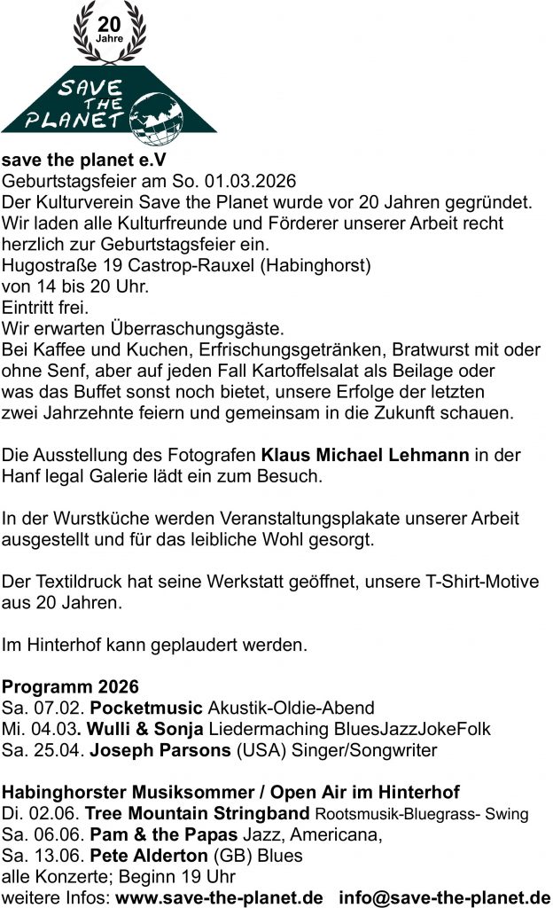 Neues Programm für 2026 von save the Planat