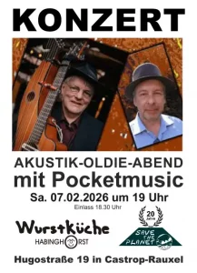 Bild von dem AKUSTIC-OLDIE-ABEND Konzert mit Pocketmusic-in der Wurstküche von Save the Planat